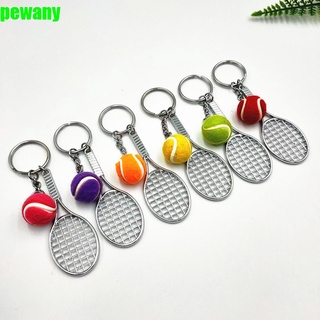 PEWANY for Teenager Sports Key Chain Cute Tennis Ball Tennis Racket Keychain Simulation Car Key Chain Souvenir Metal 6 color for Gifts Mini Keychain/Multicolor