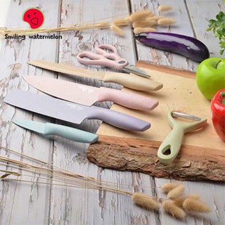 KnivesSetwith Slicing Knife Bread Knife Fruit Knife Peeler Scissor Pastel Color High Quality Ceramic (1)