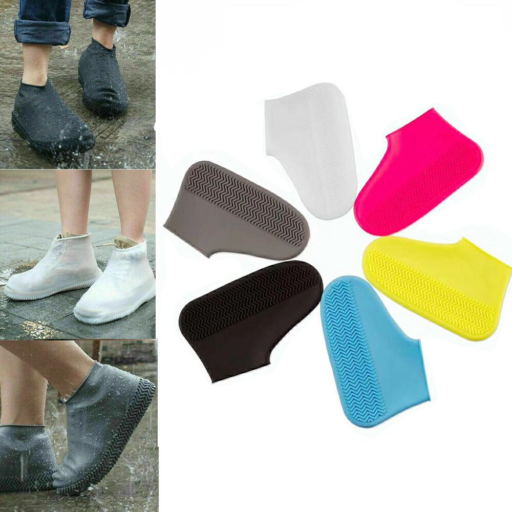 1 Pair Anti-Slip Waterproof Reusable Sock Covers Silicone Snow Shoe Rain Boot