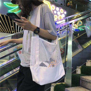 Penkin Women Sling Bag Ins Lace Net Transparent Tote Bag Office Lady Korean Fashion Hand Bag