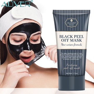 Aliver Blackhead Mask Deep Cleansing Blackhead Remover Herbal Black Mud Mask Peel Off Face Mask 50ml