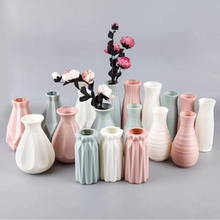 Ins Vase PE Plastic Vase Nordic Style Ceramic Home Decoration Hall Plastic Imitation Ceramic Vase Hydroponic Flower Vase