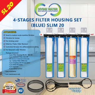 4-Stages Filter Housing Set (Blue) Filters Included