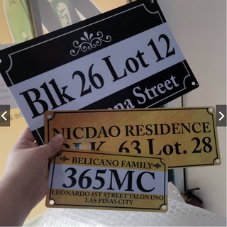 House Number Address Plate - Black and Gold Vertical Design (2)