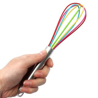 Stainless Steel Hand Shank Colored Silicone Eggs Whisk Kitchen (1)