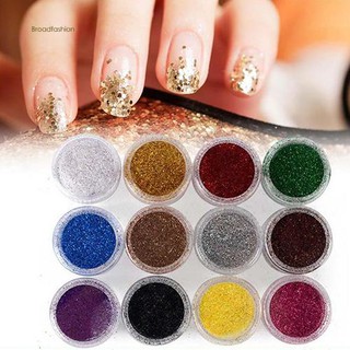 ♥BDF♥12 Pcs Mixed Color Glitter Dust Powder Set for Nail Art Acrylic Tips Decoration (3)