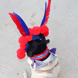 Pet hat✔Cat Headgear Opera Wusheng Headdress Dog Hat Small and Medium-sized Dogs Puppy Teddy Fighting Cute Funny Pets (4)