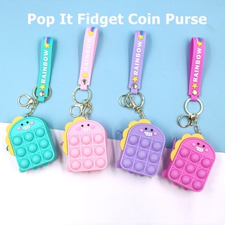 Pop It Fidget Toy Coin Purse Small Wallet Keychain Bag For Kids Accessories