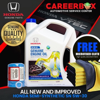▦✢❀Honda Semi-Synthetic Engine Oil SN 5W-30 (4 Liters) With Honda Oil Filter and Drain Plug washer