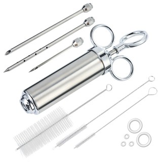 Stainless Steel Meat Marinade Injector Kit Grill turkey BBQ Seasoning Sauce Flavor Needle Cooking Sy