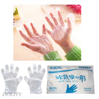 100pcs clear plastic PE food grade Disposable Gloves thicken hand glove
