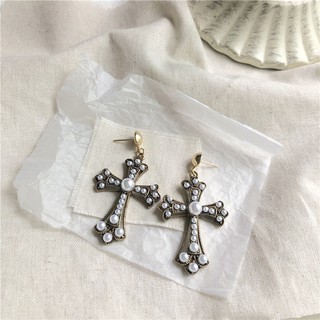 MFSunnies Jewelry No. Ne386 Big Cross With Pearls Earrings