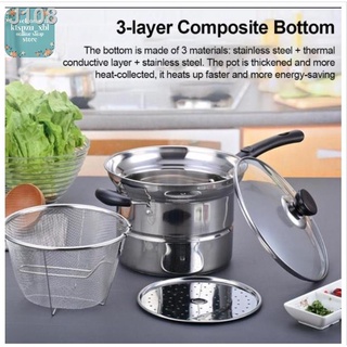 ○MINI888 Set Pot Cooking Noodle Pot Stainless Steel soupPan steamer Fryer Pasta home Induction cooke (7)