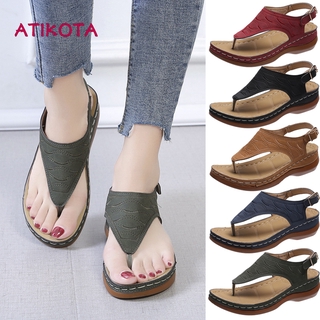 Atikota Retro Wedge Sandals Non-slip Casual Sandal Large Size Comfortable Sandal for Women Size 35-43
