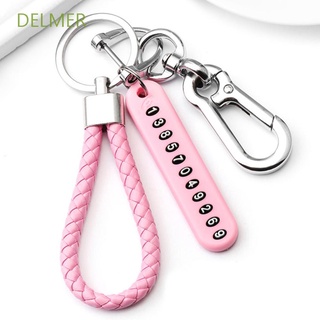 DELMER Lock Key Ring Car Keychain Key Chain Anti-lost Phone Number Plate Vehicle Pendant Car Accessories Phone Number Card Leather Bradied Keyring/Multicolor