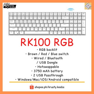 ☸Royal Kludge RK100/RK860 RGB Mechanical Keyboard Tri-mode Hot swappable ON HAND READY STOCK