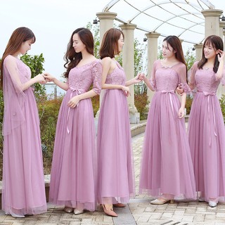Women Elegant Pink Wedding Evening Gown Bridmaid Dress