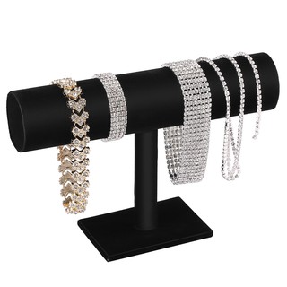 Black Velvet Bracelet Chain Watch T-Bar Rack Jewelry Hard Display Stand Holder