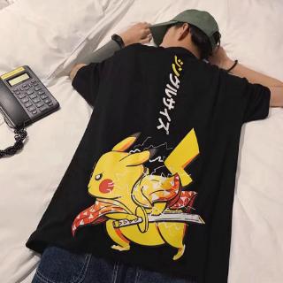JSS>Pokémon Pikachu Men's T-Shirt Casual Short Sleeve Unisex Oversize Graphic Tees Loose Tshirts Youth Black White M-2XL Korean Shirt Fashion Ins Style Crewneck Clothing Anime Printed Tops Trendy Clothes Sale