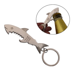 Can Beer Bottle Opener Keyring Key Chain Fish Shaped Stainless Steel Silver Gift