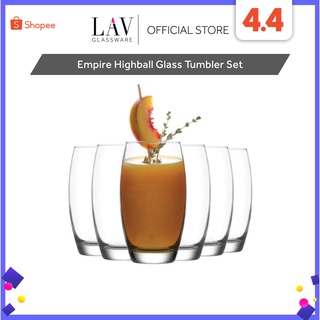LAV Empire 6-Piece Highball Glass Tumbler Set (17 1/4 oz) | Cold Juice, Mixed Drinks, and Water (1)