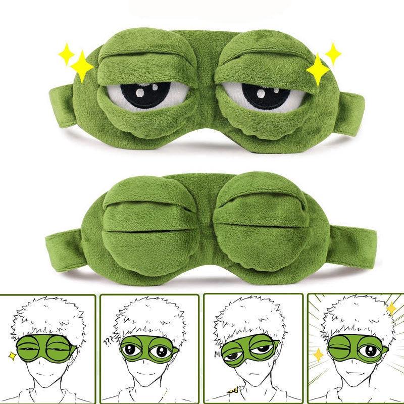 Women Men Soft Portable Travel Sleep Eye Masks / Sad Frog Designed 3D Cartoon Natural Sleeping Eyeshade / Sleeping Eyes Cover / Funny Rest Blindfold / Fashion Padded Eye Patch (1)
