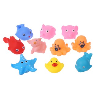 WIN.10PCS/Lot Soft Rubber Float Sqeeze Sound Baby Wash Bath Play Animals Cute Toys