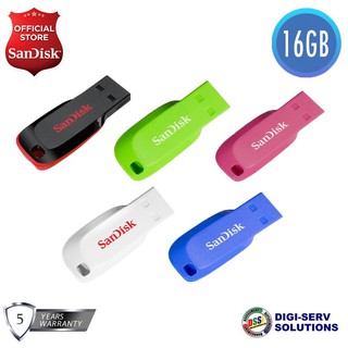(Set Of 5 All Colors) Sandisk Sdcz50-016g Cruzer Blade 16Gb Flash Drive