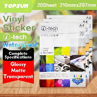 Vinyl Sticker Waterproof A4 Matte / Glossy / Transparent 20Sheets/pack ITech Brand High Quality