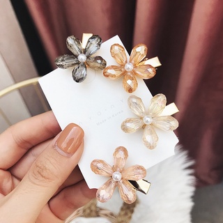 Korean Style Girly Candy Color Hairpin Temperament Crystal Flower Hairpin Female Fashion Accessories
