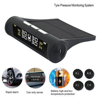 ◊Wireless Solar TPMS Car Tire Tyre Pressure Monitoring System External 4 Sensor