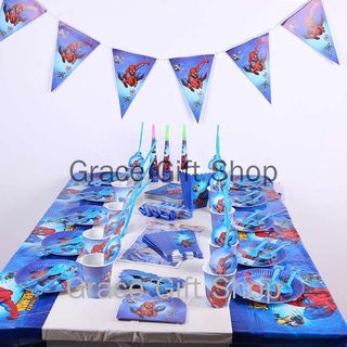 Spiderman Theme Cartoon Disposable Tableware Plate Birthday Party Decoration (1)