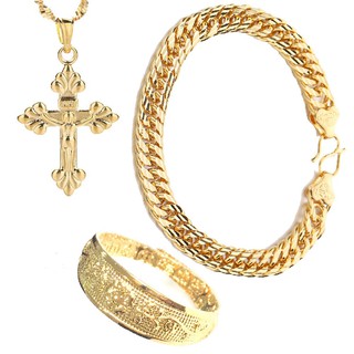 L' Amour Boutique 24K Gold Plated Zircon Necklace, Bracelet and Ring Set