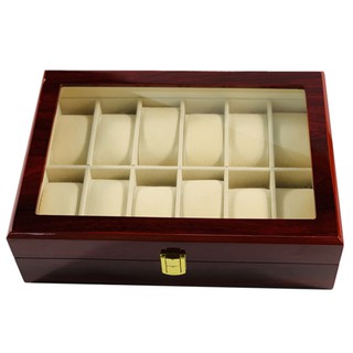 Premium Wooden Watch Box 12 Slots Red Painted Watch Display Cabinet Watch Storage Box Storage Box