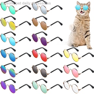 ☌Small Pet Sunglasses Retro Dog Sunglasses Round Metal Puppy Sunglasses Eyewear for Cats and Dogs