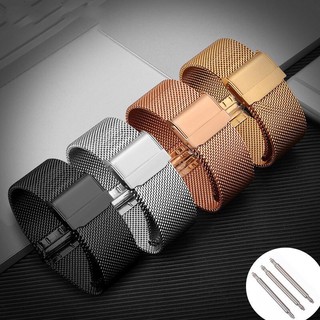 Watch Strap Milanese Stainless Steel Width 22mm/20mm/18mm/16mm Length 19.2cm Universal Double Button Folding Buckle