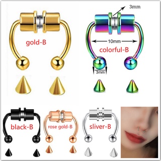 1Pcs Hip-hop Girl Reusable Magnetic Horseshoe Nose Rings Fake Piercing Clip Unisex Hoop Jewelry (6)