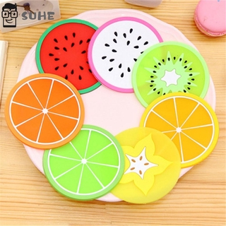 SUHE New Fruit Shape Heat Insulation Mat Tea Cup Milk Mug Coffee Cup Silicone Coaster Non-slip Coasters Insulation Colorful Kitchen Placemats Cup Mats Family Office Bowl Pad (3)