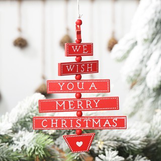 16cm (1pcs) English Wooden Christmas Tree Pendant Christmas Decoration New Year Holiday Party Decoration