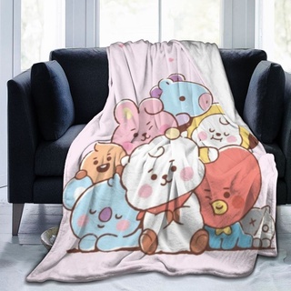 Bt21 Blanket Ultra Soft Throw Flannel Blanket Warm Printed Fashion Washable Blanket for Bed Couch Chair Living Room