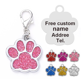 Personalized Dog Cat Tags Custom Pet Id Tag Pet Collar Paw Glitter Pendant [Free Engrave]