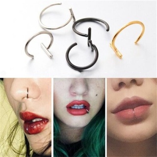 OKDEALS Fashion Lip Rings Women Men Nose Ring Fake Piercing Nose Hoop Cuff Earrings Clip On Jewelry Non Pierced Ear Nose/Multicolor (8)
