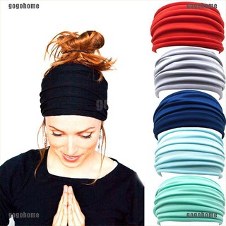 (gogohome)Women Yoga Sports Wide Headband Elastic Boho Hair Band Head Wrap Wristband