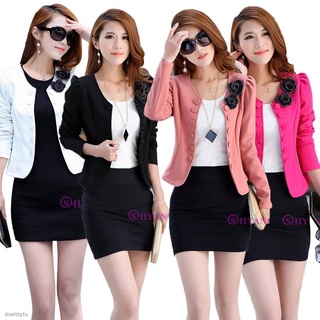 ◈♈Fashion Cropped Blazer Women Long Sleeve Korean Spring Slim Design Jacket Stylish Trend Pink Coat