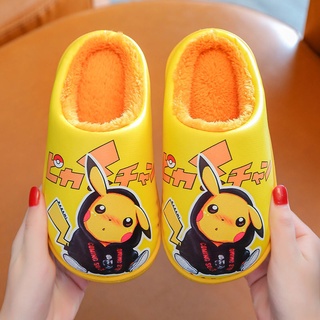 Pu Waterproof Pikachu Children Cotton Slippers Winter Home Warm Child Indoor 2021092914