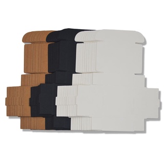 kraft box❄50pcs Black White Kraft Paper Folding Box Blank Cardboard Packaging Mini Handmade Soap