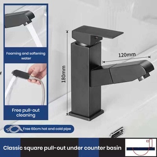 Pull out Black stainless faucet cold and hot for sink kitchen 360 Rotate splash-proof with 2 hoses (2)