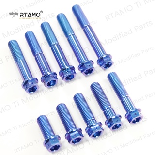 RTAMO Titanium Bolts M10X20L-70L 1.5P Modified radiation Caliper Brake System Flange Drilled holes Spanner Size=12mm L Key purple green and raw color