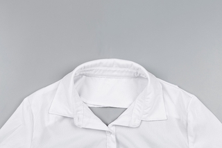 Fashion Women Plain Button Polo Neck Backless Ribbon Knot Crop Top Long Sleeve Casual Tshirt (9)
