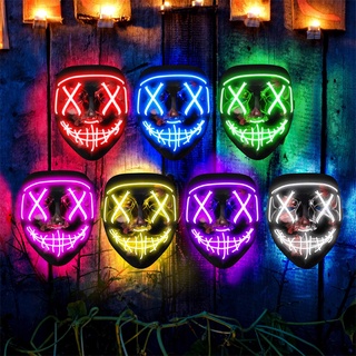 Scary Halloween Mask LED Light up Mask Glowing in The Dark Mask 3 Lighting Modes Cosplay Party Face (4)